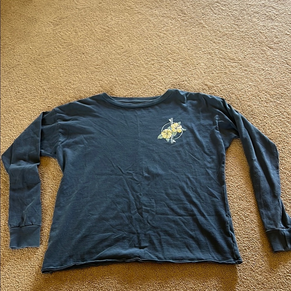 O'Neill Navy Blue Long Sleeve Top with Yellow Floral Design